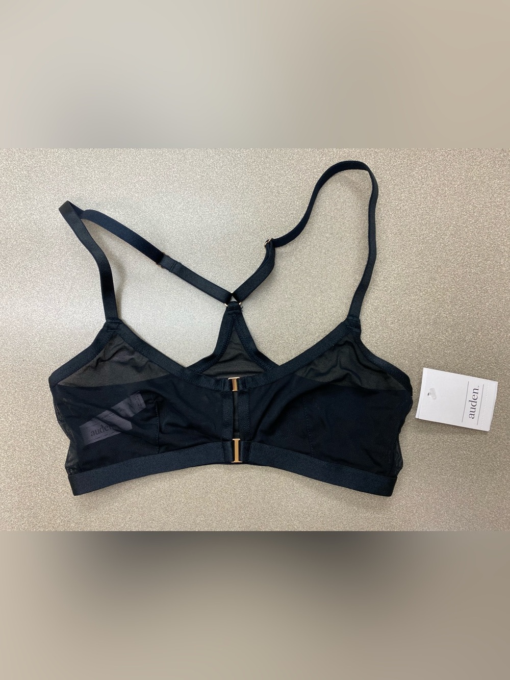 Auden Black Sheer Mesh Unlined Racerback Bralette XS (32A, 32B)